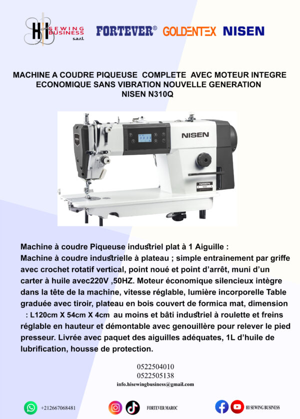 Machine à coudre piqueuse moteur intégré 310Q